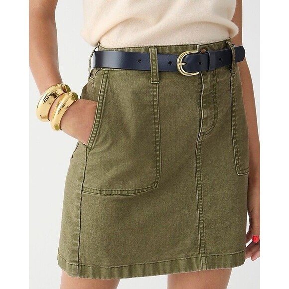 J. Crew Garment-Dyed Utility Mini Skirt Natural Off White Denim Plus Sz 18 - Picture 3 of 10